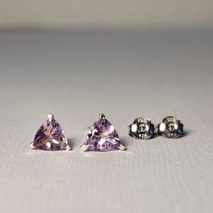NIB VTG Rose De France Amethyst 925 Stud Earrings